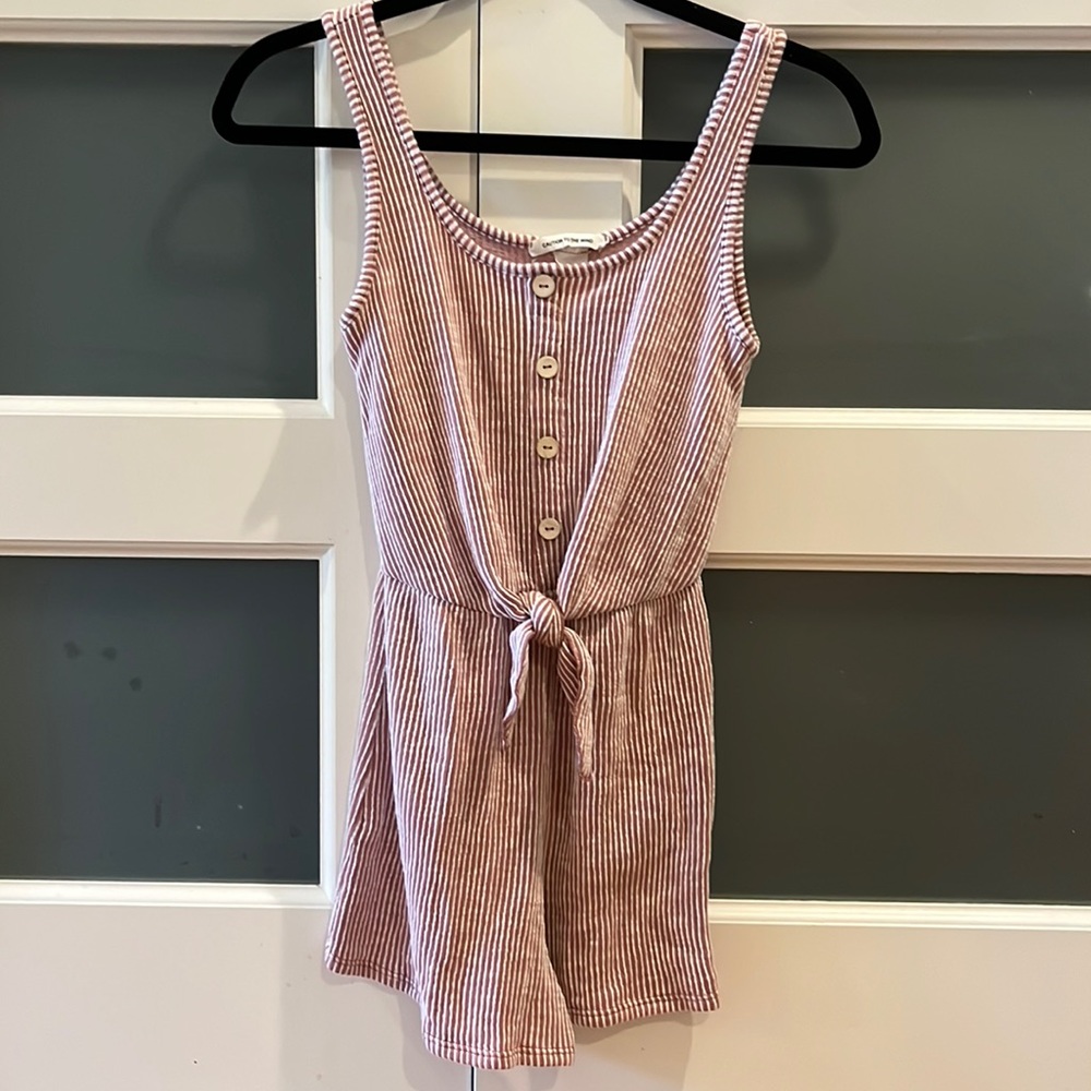 Women’s Small Light Maroon and White Striped Romper